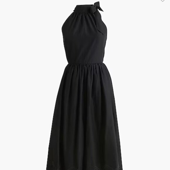 NEW Tie-neck midi dress with eyelet trim size 14 black - Picture 4 of 4